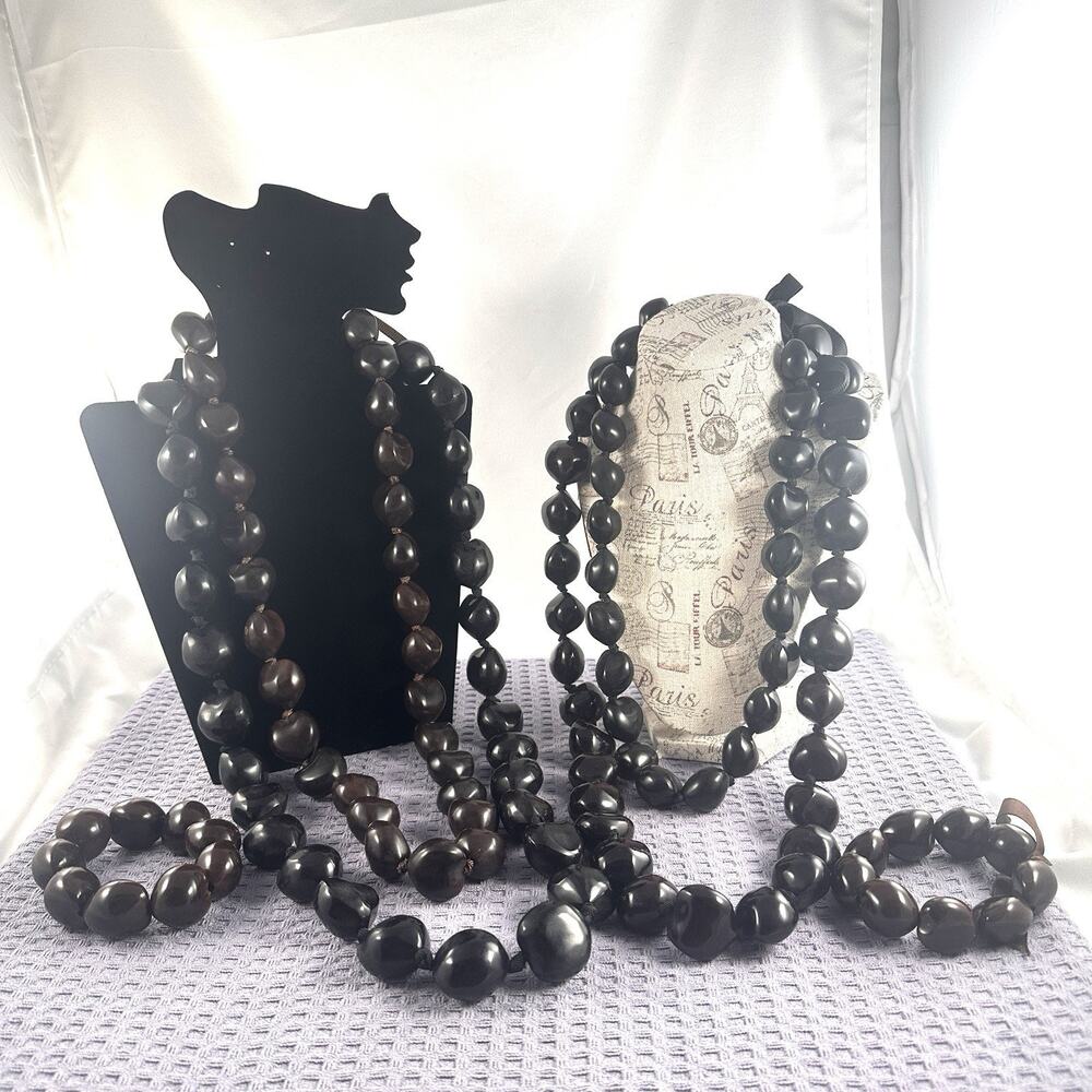 Vintage Real Kukui Nuts 4 Necklaces 2 Bracelets Graduation Leis Luau Weddings